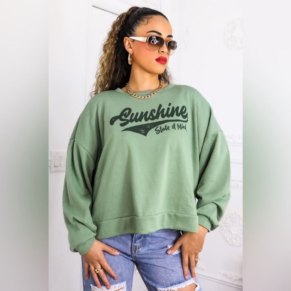 State of Mind Green Sweatshirt - Picture 1 of 5